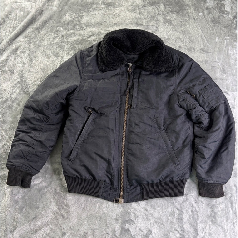 Acne Studios Flight AW/10 Bomber Jacket Men Size 48 Black Sheep Fur Collar US 15